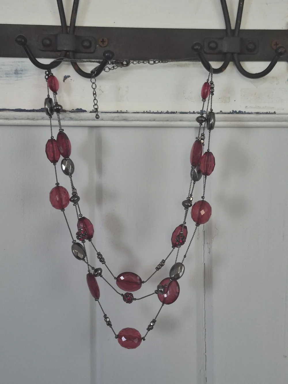 Multi-Strand Red Bead Necklace - Women's Jewelry